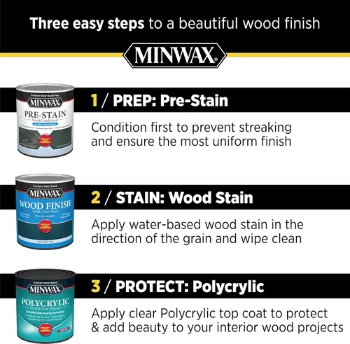 Vista 6 de Minwax 233334444 - Acabado de madera poliacrílica protectora, satén transparente, ½ pinta