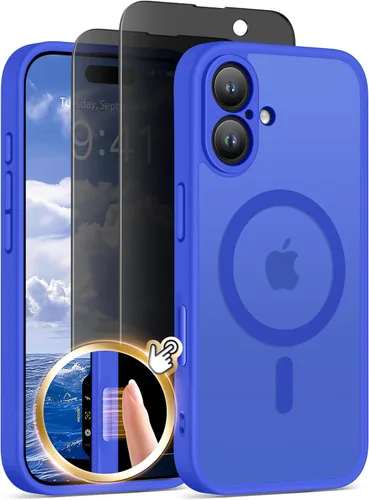 Vista 19 de GolbinBox - Funda magnética para iPhone 13 Pro Max, compatible con MagSafe, protección de cámara, protector de privacidad, funda translúcida mate, a