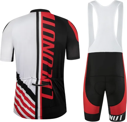 Vista 2 de Coconut Ropamo CR Mens Cycling Jersey Set Road Bike Jersey Zipper Pocket Bib Shorts with 4D Padded Cycling Clothing Set