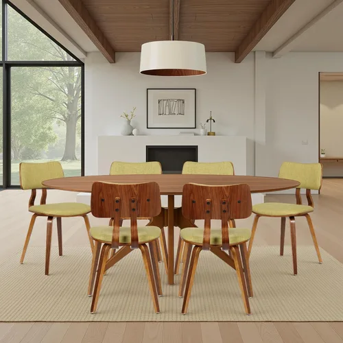 Vista 17 de Armen Living Jaguar Silla de comedor en tela de carbón y acabado de madera de nogal, acabado carbón/nogal, 20 pulgadas de profundidad x 18 pulgadas