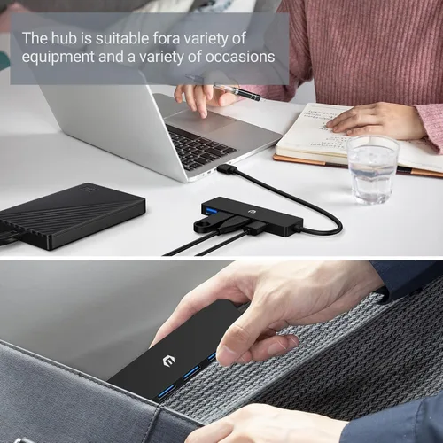 Vista 2 de Concentrador USB, Tymyp 4 puertos USB 3.0 Hub Ultra Slim USB Splitter para Mac Pro/Air, iMac Pro, Mac Mini/Pro, Dell, HP, Surface Pro, PC portátil