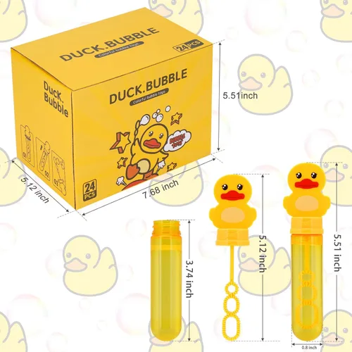Vista 3 de Burbujas para niños, juguete de goma para fiestas, 24 varitas de burbujas para exteriores, regalo de fiesta de cumpleaños, juguete de baño, pato