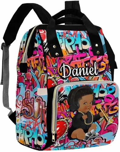 Vista 26 de Artsadd Bolsa de pañales con nombre personalizado para bebé, mochila para mamá y papá, pattern 01, Mochilas Daypack
