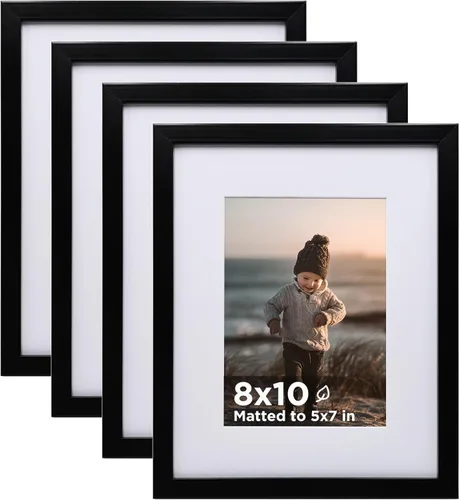 Vista 30 de KINLINK Marco de Fotos A3 Negro Juego de 4, Marcos de Fotos de Madera con Paspartú A4 con Plexiglás para A4 con Paspartú o A3 sin Paspartú