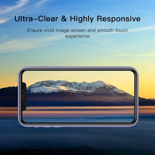 Vista 6 de JETech Protector de pantalla One Touch Install para iPhone 11/XR de 6.1 pulgadas, película de vidrio templado de cobertura completa, kit