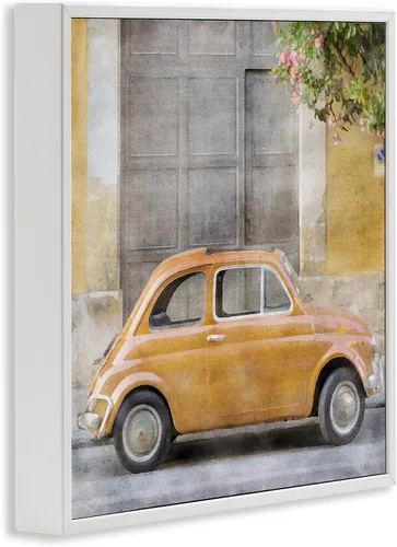 Vista 2 de Stupell Industries Arte Giclée enmarcado con coche amarillo de LSR Design Studio Enmarcado en blanco