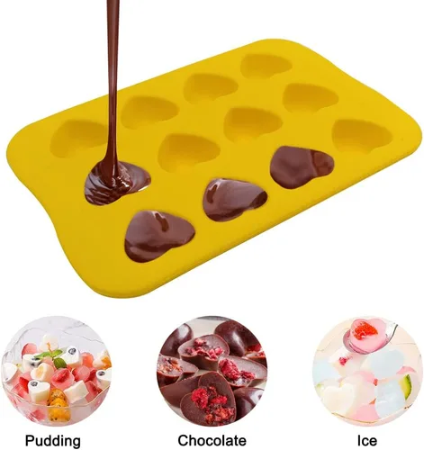 Vista 8 de DaKuan Moldes de silicona en forma de corazón, 3 paquetes de 12 cavidades en forma de corazón, molde de silicona para pastel de chocolate, gelatina