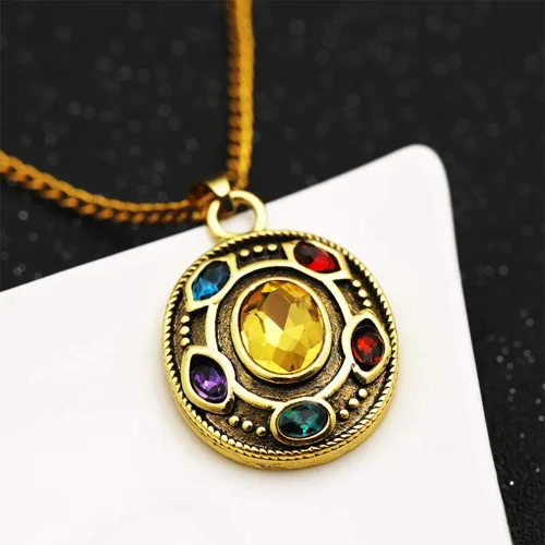 Vista 2 de PILLOBOX Thanos Infinity Guantelete Collar Joyería Colgante Juguetes Regalos Para NiñoNiñaHijoHija Metal