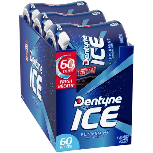 Vista 8 de Dentyne Ice Peppermint - Goma de mascar sin azúcar, 6 botellas de 60 piezas (360 piezas en total)