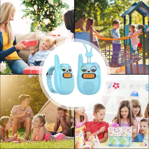 Vista 3 de Qniglo Walkie Talkies para niños recargables, paquete de 2 unidades, juguetes de regalo de Navidad y cumpleaños para niños de 3 a 12 años