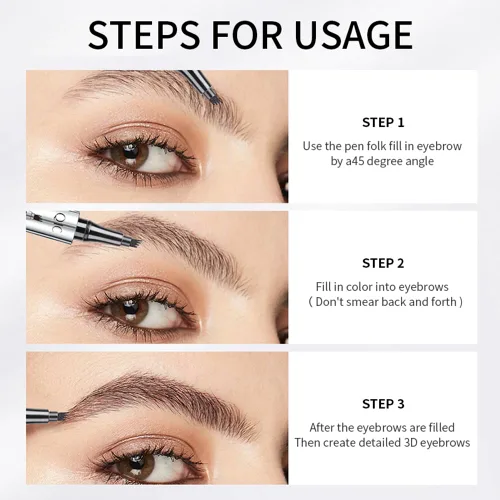 Vista 8 de Lápiz de cejas Microblading, lápiz líquido para cejas micro 4 puntas, lápiz de cejas de larga duración, resistente al agua y a las manchas, #01