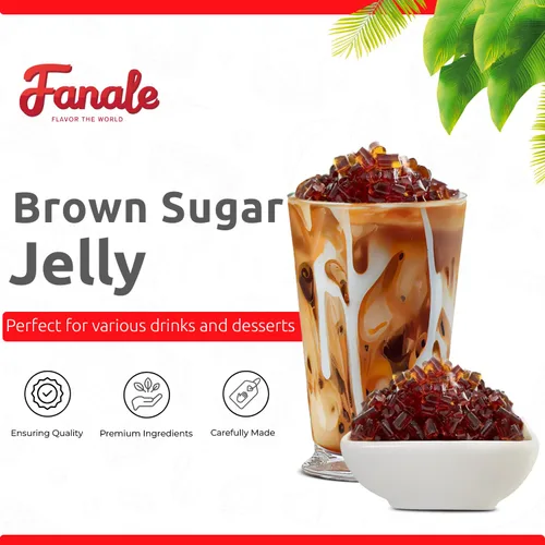 Vista 2 de Fanale Coco Jelly Topping nata de coco para té de burbujas, 14.11 oz, gelatina de azúcar morena, para té Boba, batidos, granizados, postres 14.11 oz