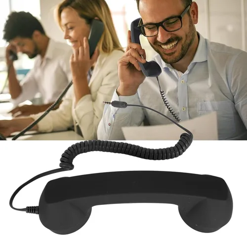 Vista 5 de Retro Phone Handset, Vintage Telephone Handset, Built in HD Speaker & Microphone Vintage Telephone Receiver Plug Play with 3.5mm USB C for Black