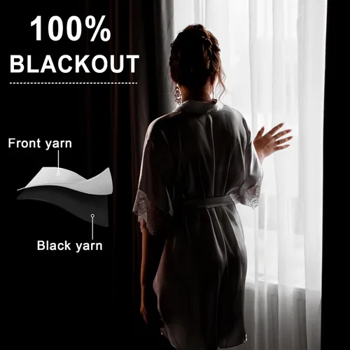 Vista 2 de XWZO Cortinas Opacas 100% Blancas - Cortinas de Bloqueo Total de Calor y Luz con Forro Negro para Dormitorio/Cuarto de Lavado, Paneles de Ventana
