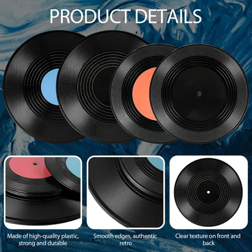 Vista 3 de Tellegloww 12 discos de vinilo en blanco para decoración de fiestas retro de 12 pulgadas y 7 pulgadas, para decoración de fiestas retro de los años