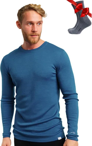 Vista 37 de 100% Merino Wool Base Layer Mens - Long Sleeve Thermal Shirts with Socks .320 negro