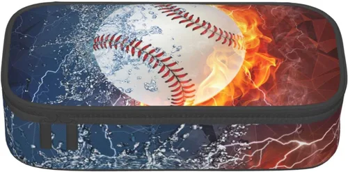Vista 5 de Estuche de béisbol para lápices deportivos para niños y hombres, gran capacidad, duradero, bolsa de almacenamiento para bolígrafos, estuche