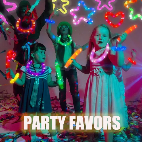 Vista 2 de UrChoice Varillas luminosas, 8 tubos LED Pop para fiesta, collares brillantes, juguetes de campamento iluminados, juego imaginativo, decoraciones