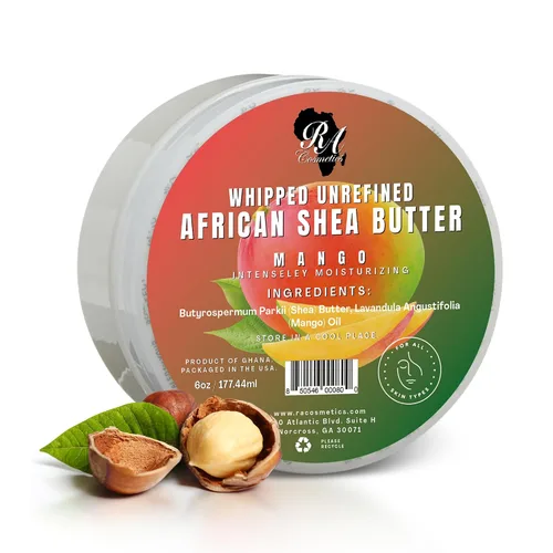Vista 10 de RA COSMETICS Manteca de karité batida, pepino-melón, 6 onzas, manteca de karité africana 100% pura y natural para hombres y mujeres, hidratante