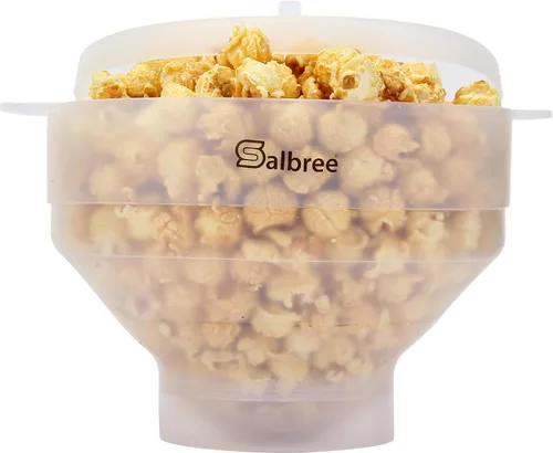 Vista 12 de La máquina original de palomitas de maíz Salbree plegable de silicona para microondas, recipiente microondas con capacidad para 16 tazas, utiliza