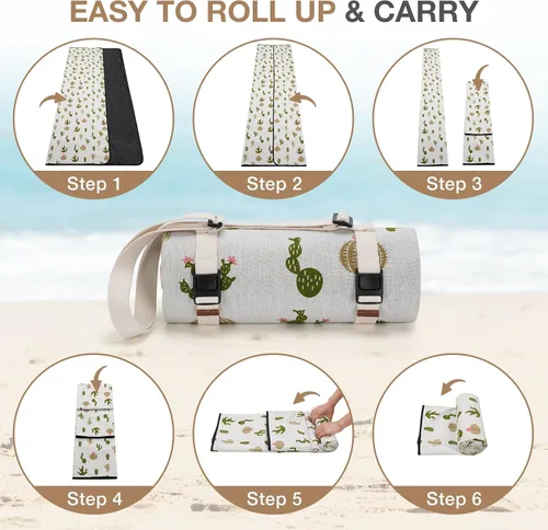 Vista 7 de WILLOW WEAVE Mantas de picnic lavables Alfombra de playa sin arena impermeable Mantas de camping Mantas de emergencia Accesorios de cestas
