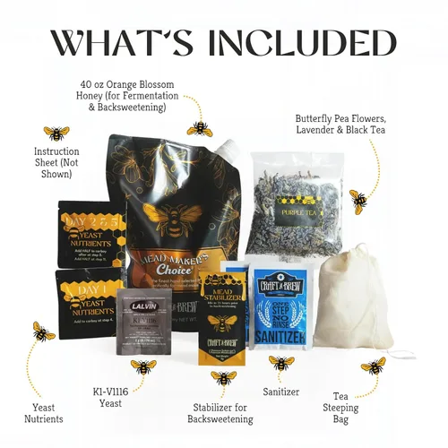 Vista 5 de Craft A Brew - Mead Maker's Choice - Kit de recetas de hidromiel con efecto mariposa - Ingredientes e instrucciones para la fermentación