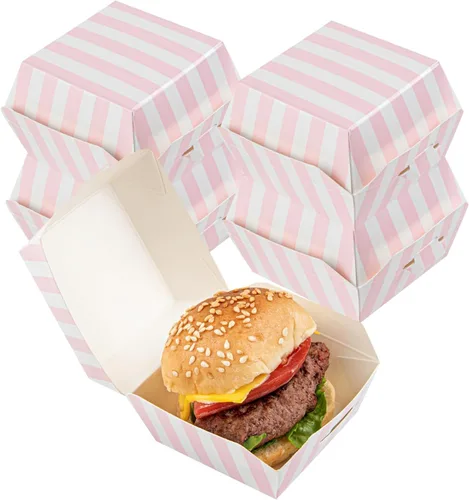 Vista 31 de Restaurantware Mini cajas de hamburguesas de 2.5 x 2.5 x 2 pulgadas, 100 recipientes de alimentos con tapa con bisagras, cajas desechables de papel