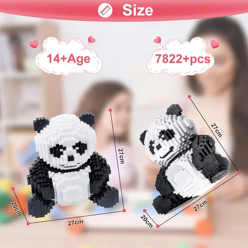Vista 2 de AHZILEl - Juego de construcción de bloques de panda de animales, 7822 piezas, lindo rompecabezas 3D, mini ladrillos de construcción, kit de juguetes