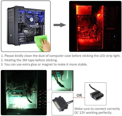 Vista 6 de Controlador ARGB Molex de 5 V mini 3 pines para LED RGB direccionables digitales con control remoto RF 17keys