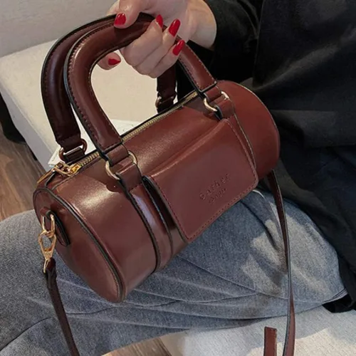 Vista 9 de ValiCLUD - Bolsa de moda para bolso retro con forma de cilindro Burdeos 482