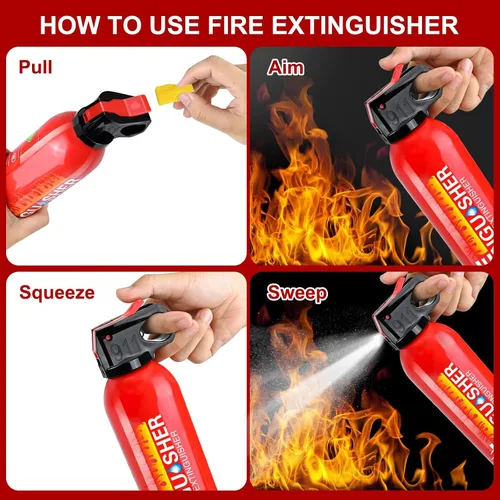 Vista 5 de Extintor de Incendios para el Hogar - Pack de 6 Extintores de Incendios para Coche con Montaje en Pared, Extintor de Incendios Pequeño A B C K