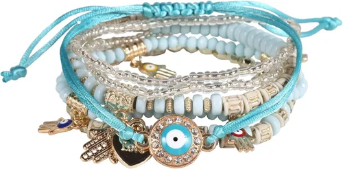 Vista 7 de Solosoya Bohemian Boho Stackable Bracelets for Women Set, Girls Stretch Multilayer Stack Beads Colorful Beaded Charm Bracelets Girl Handmade Jewelry