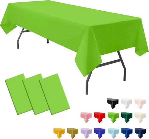 Vista 21 de Paquete de 3 manteles de plástico premium negros desechables de 54 x 108 pulgadas. Mantel rectangular desechable para mesas de fiesta