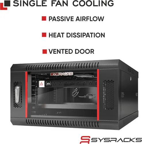 Vista 2 de Gabinete para rack de servidores de montaje en pared de 6U – Gabinete de rack de red de 19 pulgadas, gabinete de rack de datos de 18 pulgadas