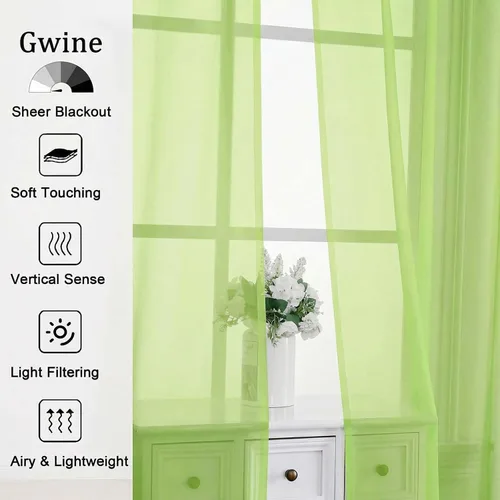 Vista 120 de Gwine Cortinas traslúcidas doradas de 96 pulgadas de largo, 2 paneles para Dorado