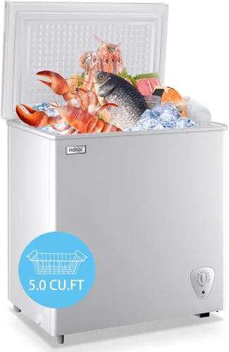Vista 9 de WANAI Congelador de Arcón 3.5 Pies Cúbicos Pequeño Profundo Puerta Superior Mini con Canasta Removible, Bajo Ruido, 7 Temperaturas Ajustables