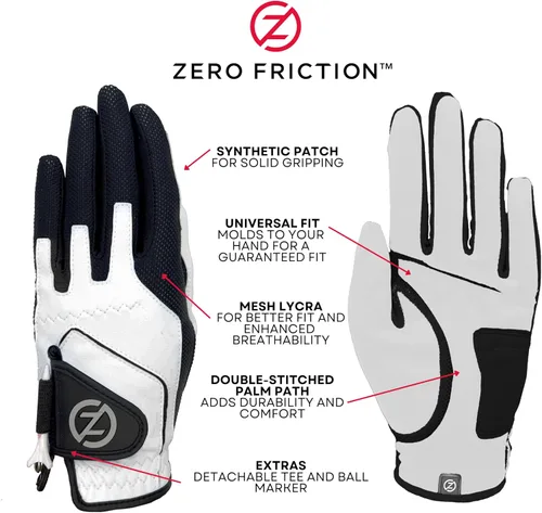 Vista 3 de Guante de golf sintético Zero Friction, de calce por compresión, talla de ajuste universal, para niños Azul