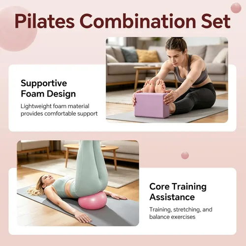 Vista 3 de Bloque de pilates y pelota, kit de pilates para entrenamientos en casa