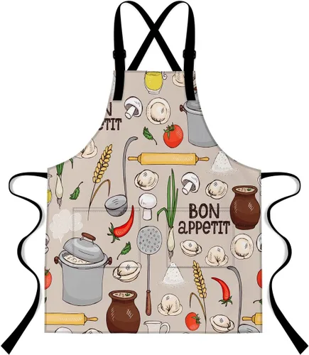 Vista 10 de Vegetable Apron,with 2 Pockets and Adjustable Shoulder Straps 33.4x27.5 In Azul