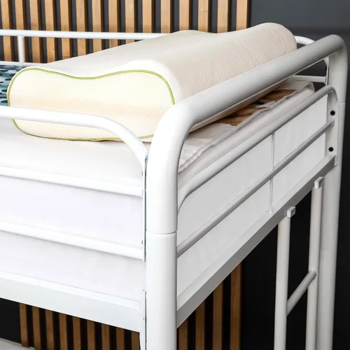 Vista 7 de Better Home Products Litera de metal individual sobre cama matrimonial en color blanco