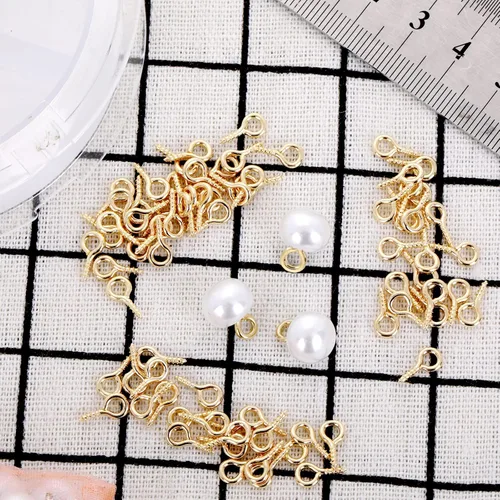 Vista 6 de 300 mini alfileres y ganchos para hacer joyas, cierres y tornillos en tono dorado