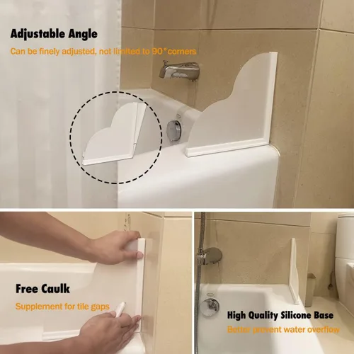 Vista 2 de Protector de salpicaduras de bañera extraíble, paquete de 2 protectores contra salpicaduras de agua para bañera, base de silicona y protectores