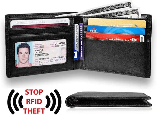 Vista 3 de Cartera de bolsillo con protección RFID para hombre, con caja de regalo
