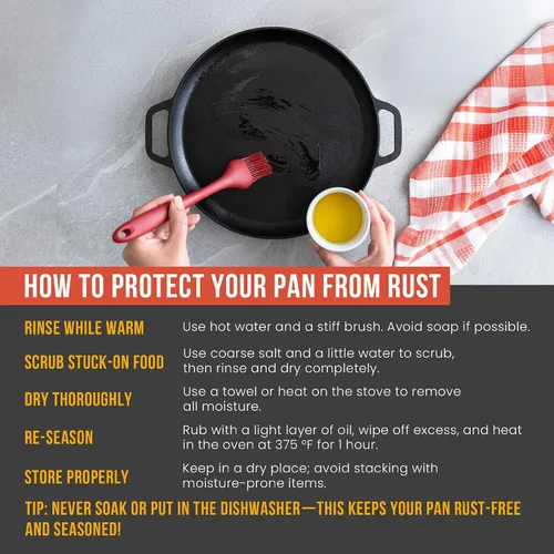 Vista 3 de Sartén de hierro fundido para pizza Chef Pomodoro, sartén de hierro fundido pre-sazonada de 12 pulgadas con asas, sartén dosa para dosa Tawa Roti