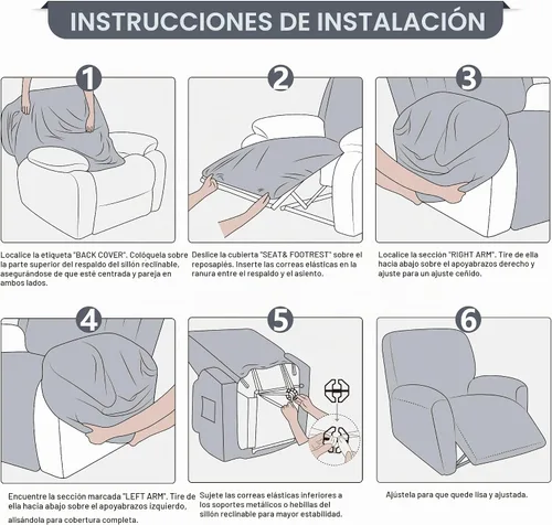 Vista 7 de ANARACHON Fundas para sillas reclinables con aspecto de cuero, funda elástica de 4 piezas, funda suave para silla reclinable, protector de muebles