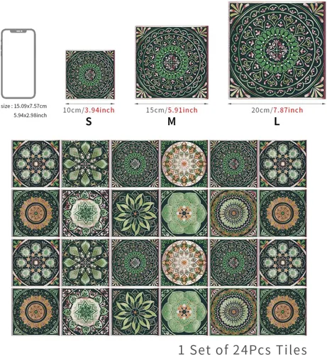 Vista 6 de 24 calcomanías para azulejos para despegar y pegar, pegar en azulejos en muro para cocina, azulejos de pared, azulejos de baño, calcomanías