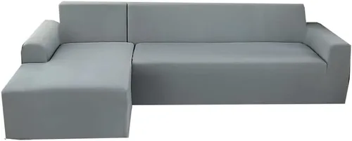 Vista 26 de Funda elástica lisa para sofá, funda elástica y ajustada de color sólido para sala de estar, silla, funda de sofá esquinero en forma de L que Beige