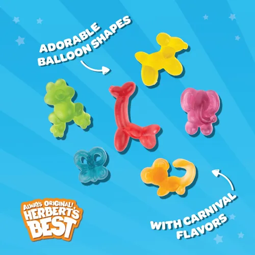 Vista 2 de Herbert's Best Knot Animals, caramelos gomosos, sabores afrutados, bolsa de 7 onzas