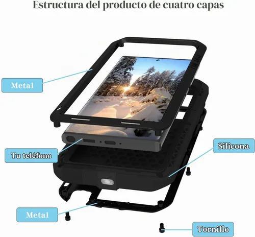 Vista 4 de LOVE MEI Funda militar resistente para Samsung Galaxy S23 Ultra, sin protector de pantalla de vidrio templado, a prueba de golpes, a prueba de Negro