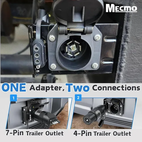 Vista 3 de MECMO Multi-Tow kit de conector adaptador de cableado de remolque de 4 vías planas a 7 vías RV y 4 vías planas de extremo hembra, enchufe de luz